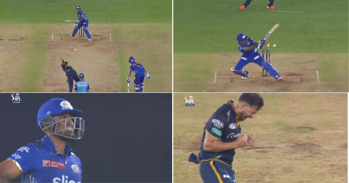 GT vs MI: WATCH- Mohit Sharma Ends Hopes Of Mumbai Indians By Dismissing Suryakumar Yadav With A Full Delivery